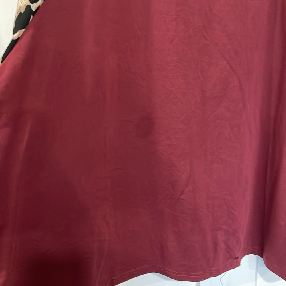 Women's Plus SHEIN Emery Rose Maroon Leopard Burgundy Cheetah Print Sleeve Shirt - Picture 5 of 8